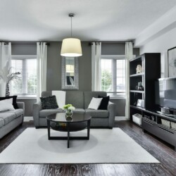gray and white living room set